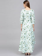 Ahalyaa Sky Blue Printed Asymmetric Kurta