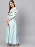 Ahalyaa Sky Blue Pigment Print A-Line Kurta - Distacart