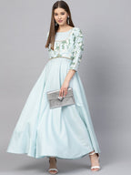 Ahalyaa Sky Blue Pigment Print A-Line Kurta - Distacart