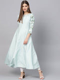 Ahalyaa Sky Blue Pigment Print Anarkali Kurta