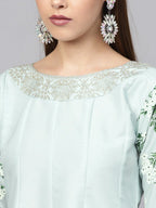 Ahalyaa Sky Blue Pigment Print Anarkali Kurta