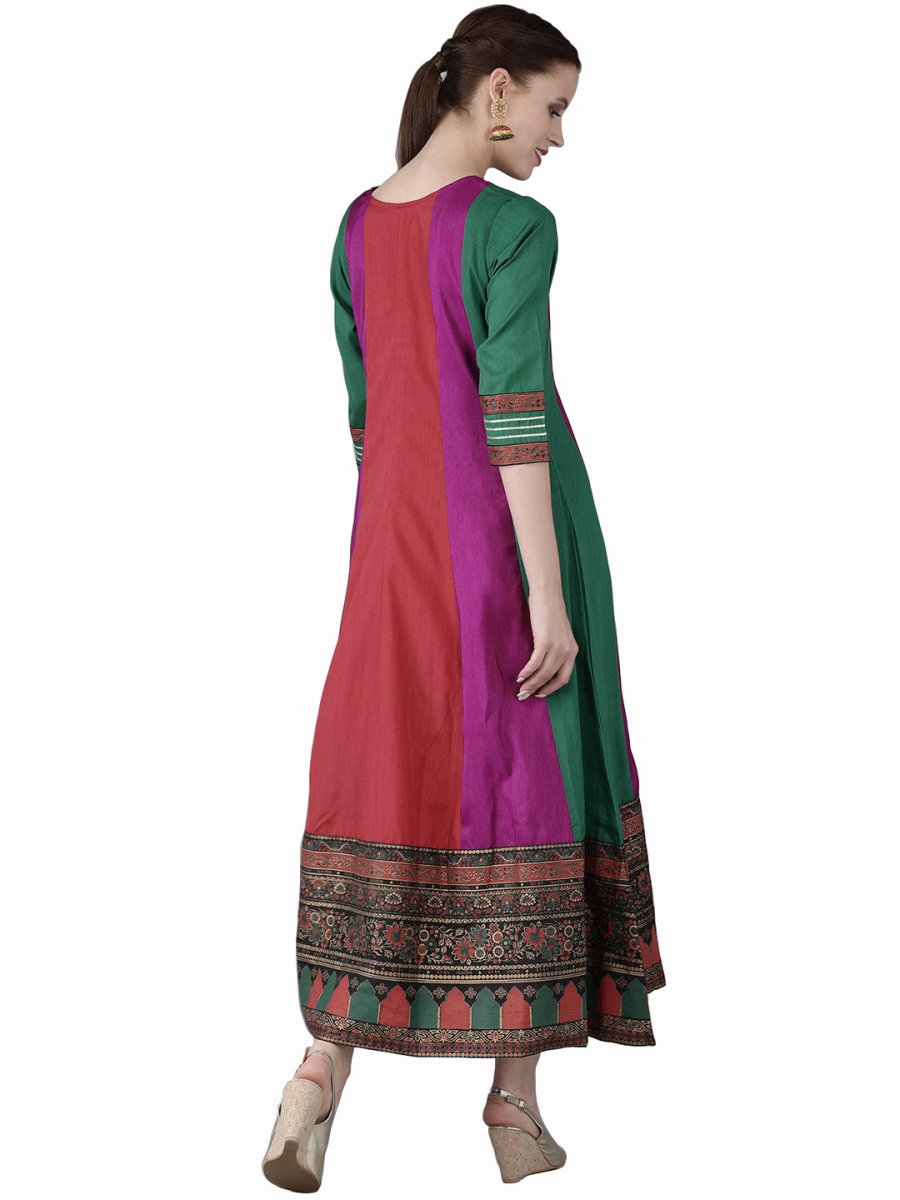 Ahalyaa Women Multicoloured Colourblocked Panalled Maxi Dress