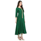 Ahalyaa Women's Green And Gold Anarkali For Festive And Party Wear