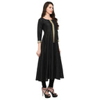 Ahalyaa Women's Black And Gold Anarkali For Festive And Party Wear