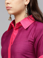 Ahalyaa Solid Straight Poly Silk Kurta