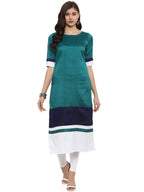 Ahalyaa Women Multicoloured Colourblocked Straight Kurta