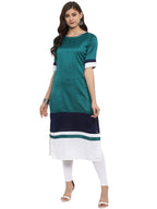 Ahalyaa Women Multicoloured Colourblocked Straight Kurta