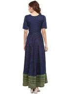 Ahalyaa Navy Blue Flared Kurta Dress