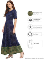 Ahalyaa Navy Blue Flared Kurta Dress