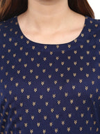 Ahalyaa Navy Blue Flared Kurta Dress