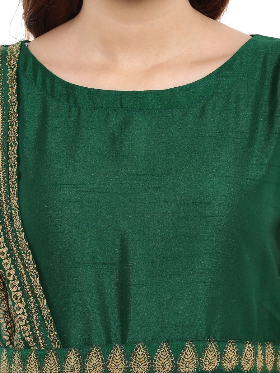Ahalyaa Printed Faux Silk Anarkali With Attached Dupatta