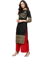 Ahalyaa Black Printed Beautiful Straight Kurta