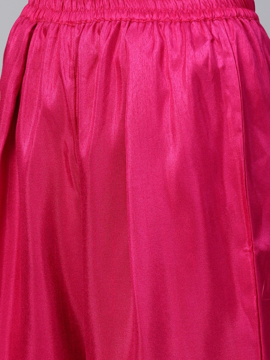 Ahalyaa Women Magenta & Pink Screen Printed Kurta with Palazzo