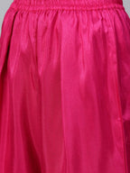 Ahalyaa Women Magenta & Pink Screen Printed Kurta with Palazzo