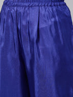 Ahalyaa Women Blue & Green Solid High Low Kurta with Trousers