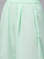 Ahalyaa Women Sea Green & Golden Printed Kurta With Palazzo