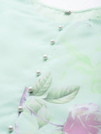 Ahalyaa Blue & Pink Floral Print Kurta With Palazzo