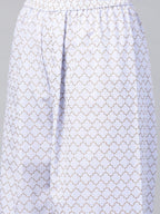 Ahalyaa Women Blue & Pink Floral Print Kurta With Palazzo