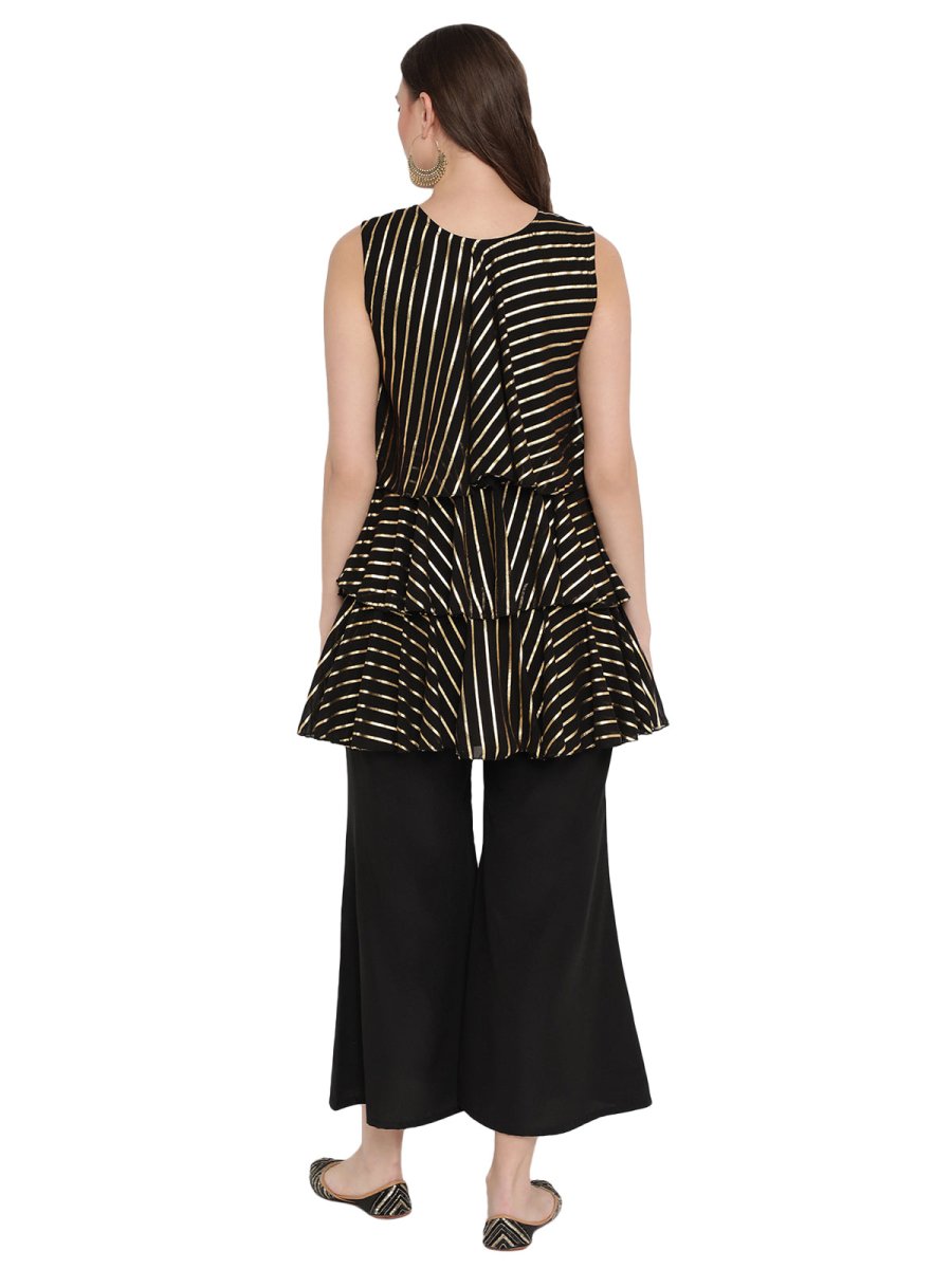 Ahalyaa Crepe Foil Printed Top With Plazzo