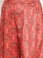 Ahalyaa Women's Dark Green Color Digital Print Velvet Kurta With Palazzo