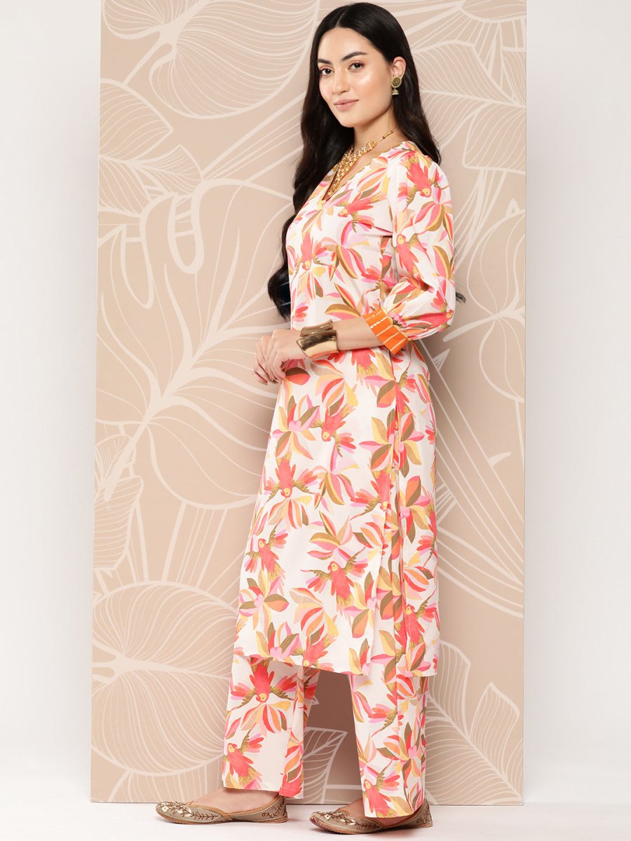 Ahalyaa Floral Printed Regular Gotta Patti Kurta with Palazzos