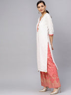 Ahalyaa White and Gold Printed Straight Kurta Set - Distacart