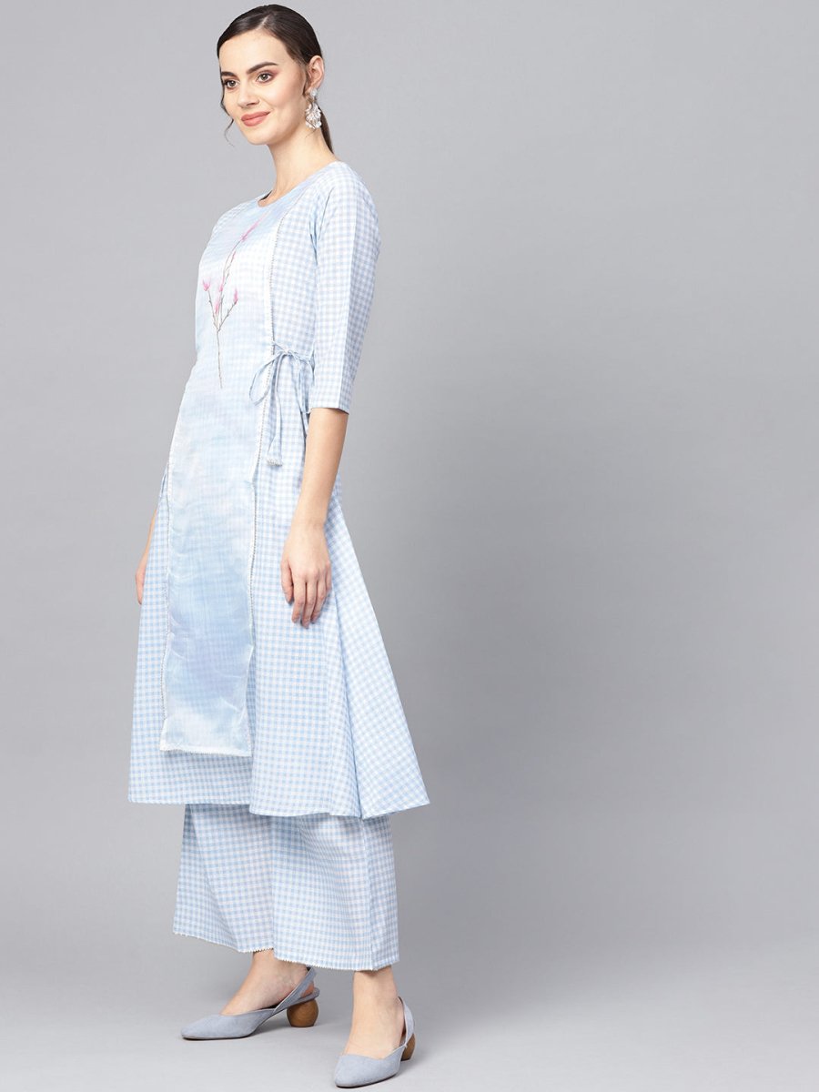 Ahalyaa Printed A Line kurta with Palazzo for Women
