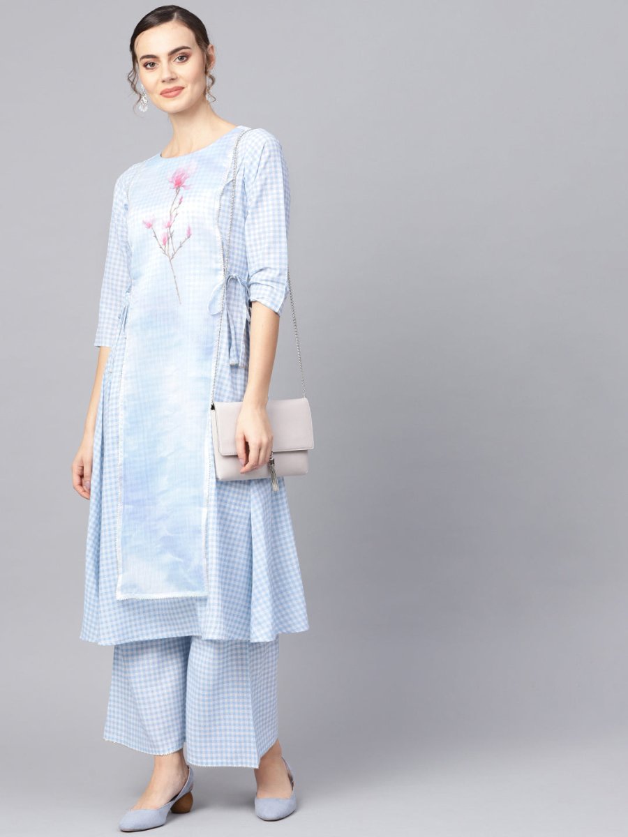Ahalyaa Printed A Line kurta with Palazzo for Women