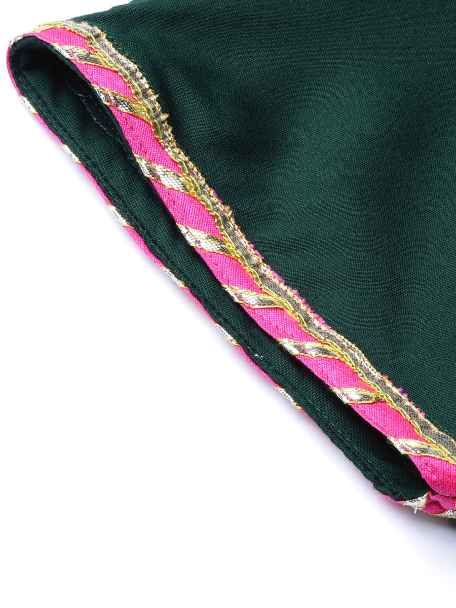 Ahalyaa Dark Green Solid Kimono Rayon Kurta Set For Women
