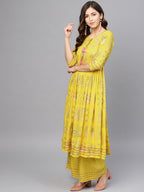 Ahalyaa Yellow Frock Suit with Plazzo