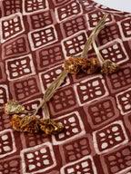 Ahalyaa Women Maroon & Off-White Printed A-Line Kurta with Palazzos