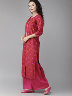 Ahalyaa Women Floral Print Red Kurta set