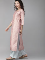 Ahalyaa Women Pink & Blue Printed Kurta with Palazzo