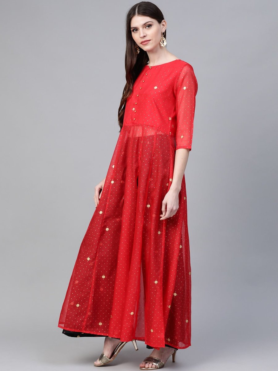 Ahalyaa Bandhani Print Anarkali Kurta with Palazzo
