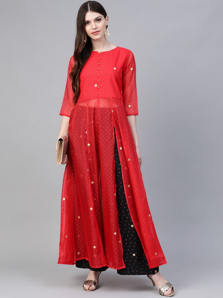 Ahalyaa Bandhani Print Anarkali Kurta with Palazzo