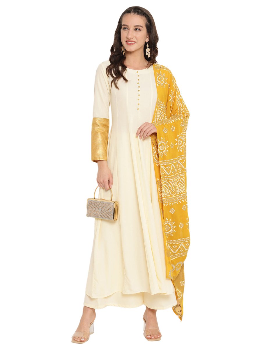 Ahalyaa Solid Anarkali Kurta With Dupatta Set