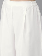 Ahalyaa White Embellished Kurta With Palazzo Set
