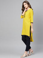 Ahalyaa Yellow Solid Straight Kurta For women
