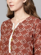 Ahalyaa Brown Printed Straight kurta