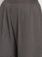 Ahalyaa Women Charcoal Grey Angrakha Kurta With Inner & Sharara