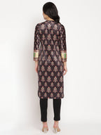 Ahalyaa Women's Black Color Digital Print Velvet Kurta
