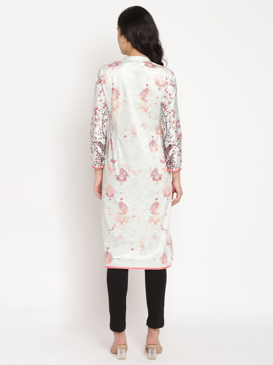 Ahalyaa Women's Light Green Color Digital Print Velvet Kurta