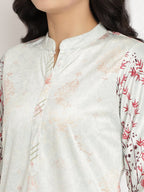 Ahalyaa Women's Light Green Color Digital Print Velvet Kurta