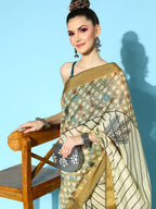 Ahalyaa Floral Chanderi Saree with Solid border
