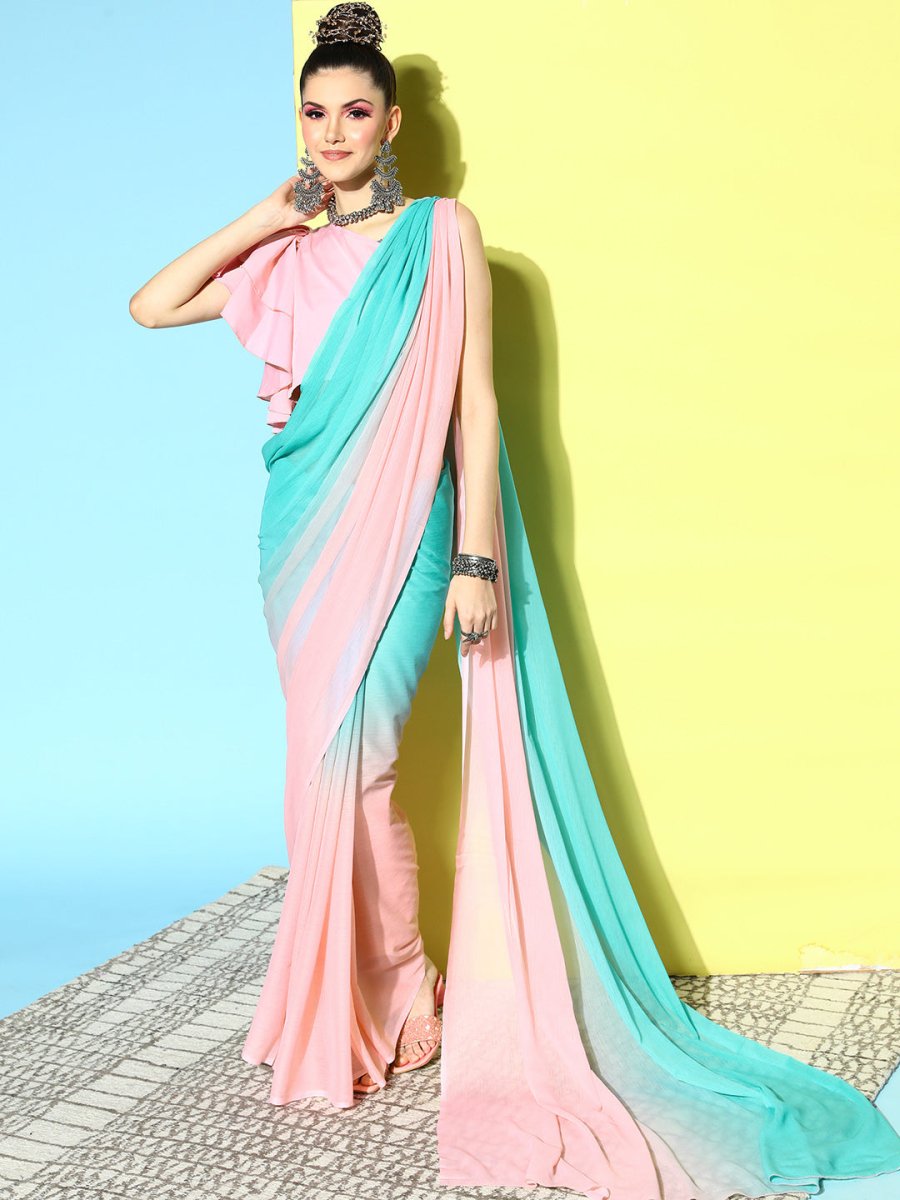 Ahalyaa Poly Chiffon Ombre Saree
