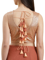 Ahalyaa Rust Brown Woven Design Ruffled Ready to Wear Saree Set