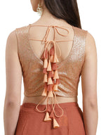 Ahalyaa Rusty Brown Pleated Ready to Wear Saree Set