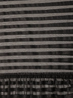Ahalyaa Black Self-Striped Ruffled Ready to Wear Saree Set