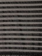 Ahalyaa Black Self-Striped Ruffled Ready to Wear Saree Set