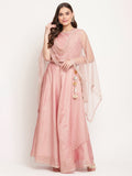 Ahalyaa Women Rusty Rose Chanderi Gold Foil Prin Lehenga Choli With Dupatta - Distacart